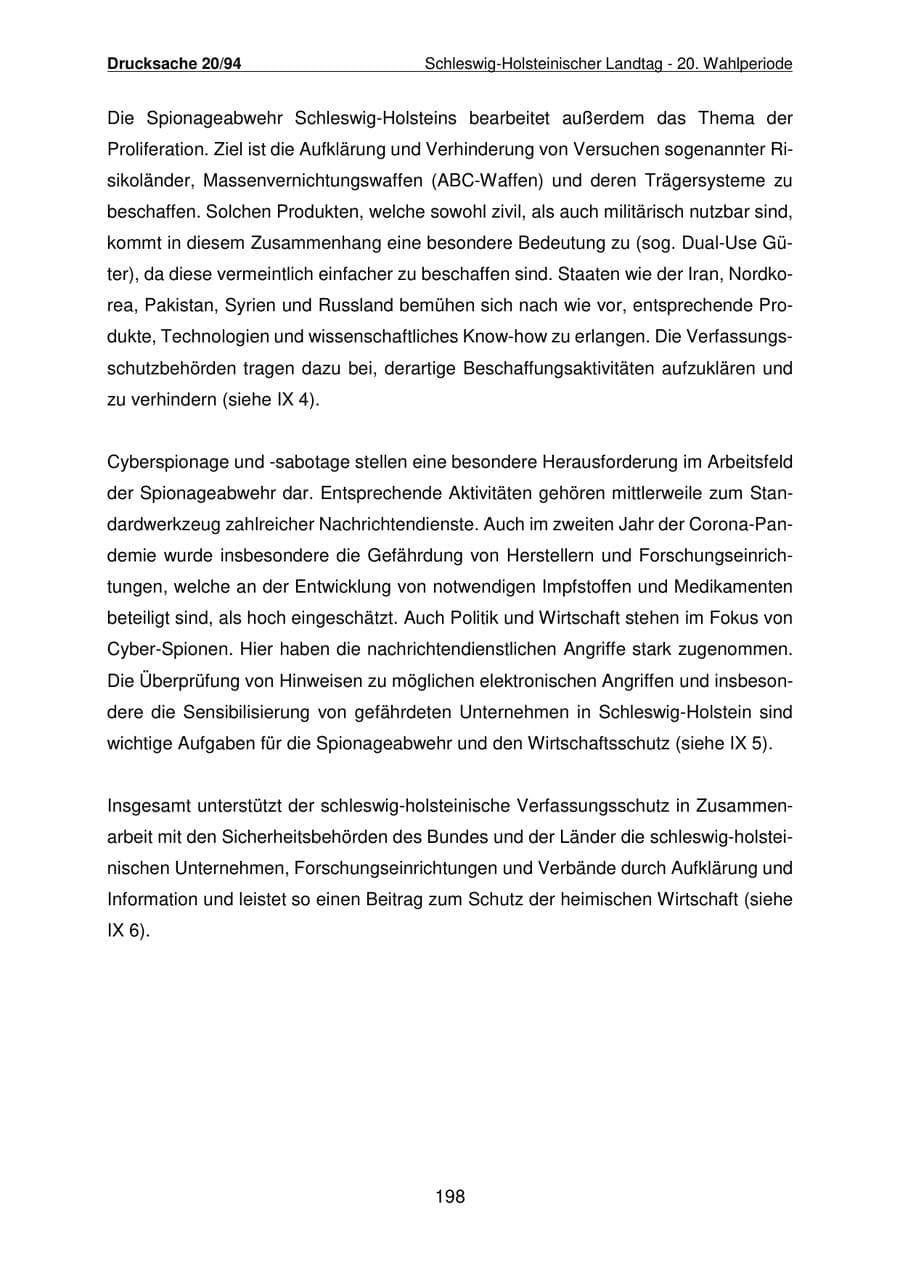 Seite 199 des Verfassungsschutzbericht 2021 Schleswig-Holstein