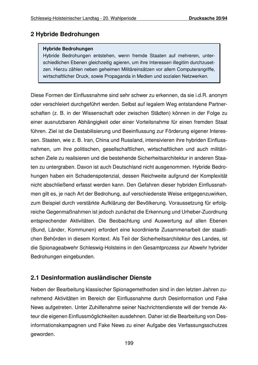 Seite 200 des Verfassungsschutzbericht 2021 Schleswig-Holstein