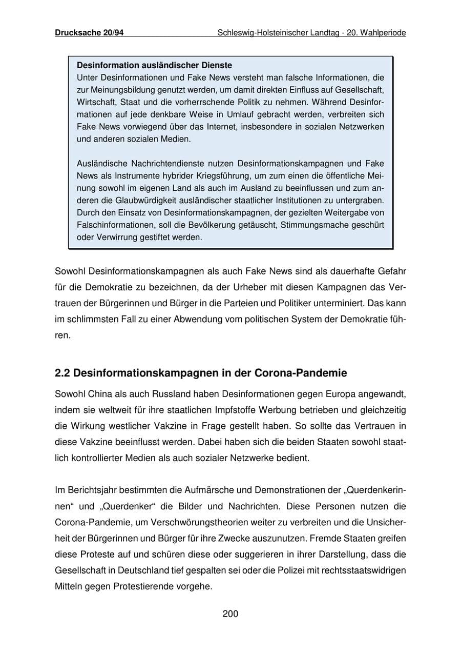 Seite 201 des Verfassungsschutzbericht 2021 Schleswig-Holstein