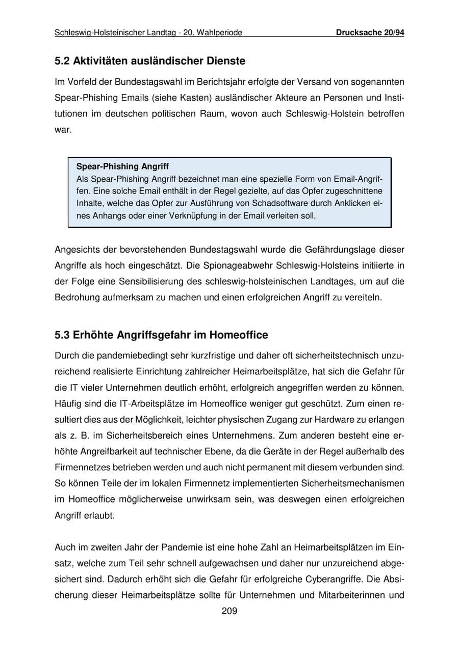 Seite 210 des Verfassungsschutzbericht 2021 Schleswig-Holstein