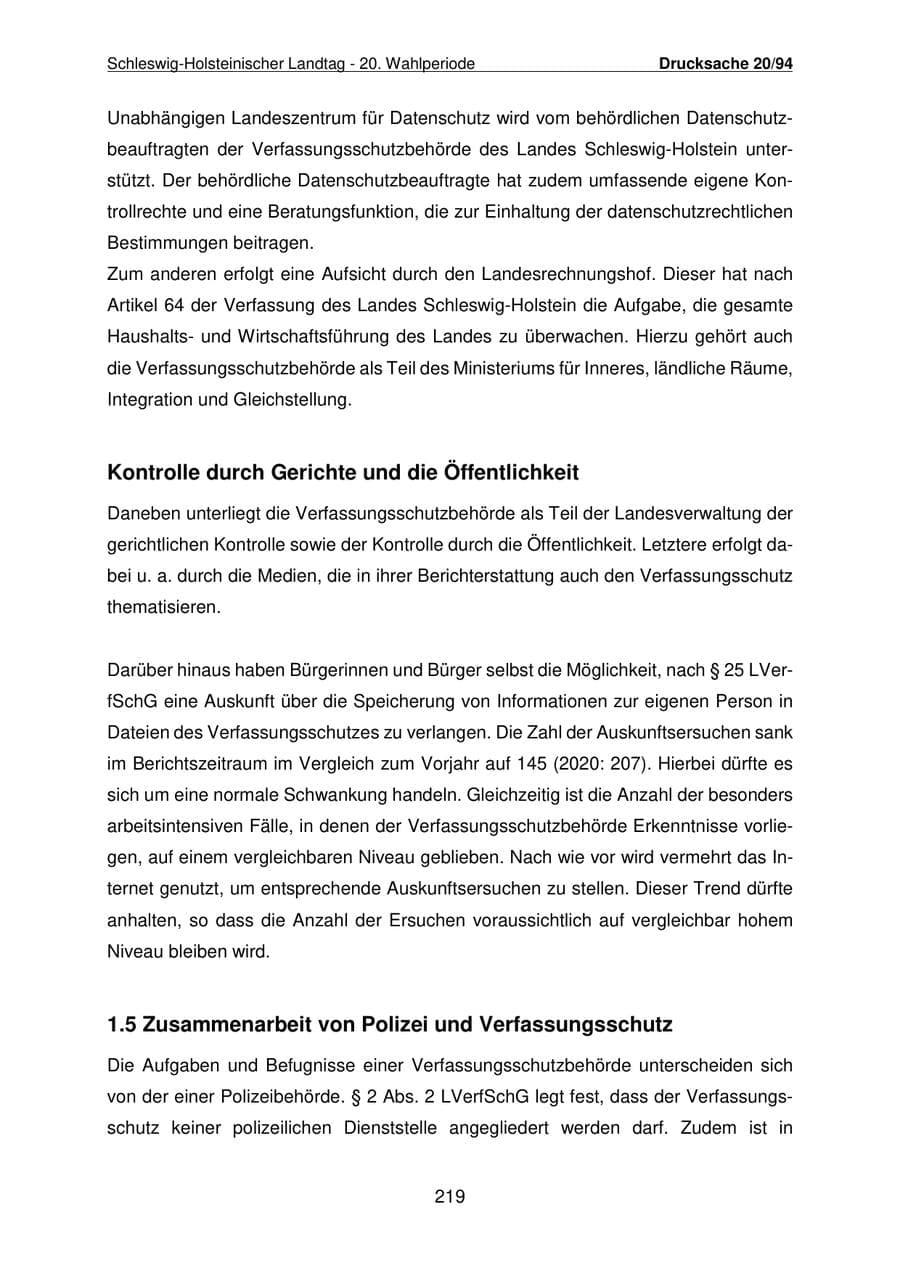 Seite 220 des Verfassungsschutzbericht 2021 Schleswig-Holstein