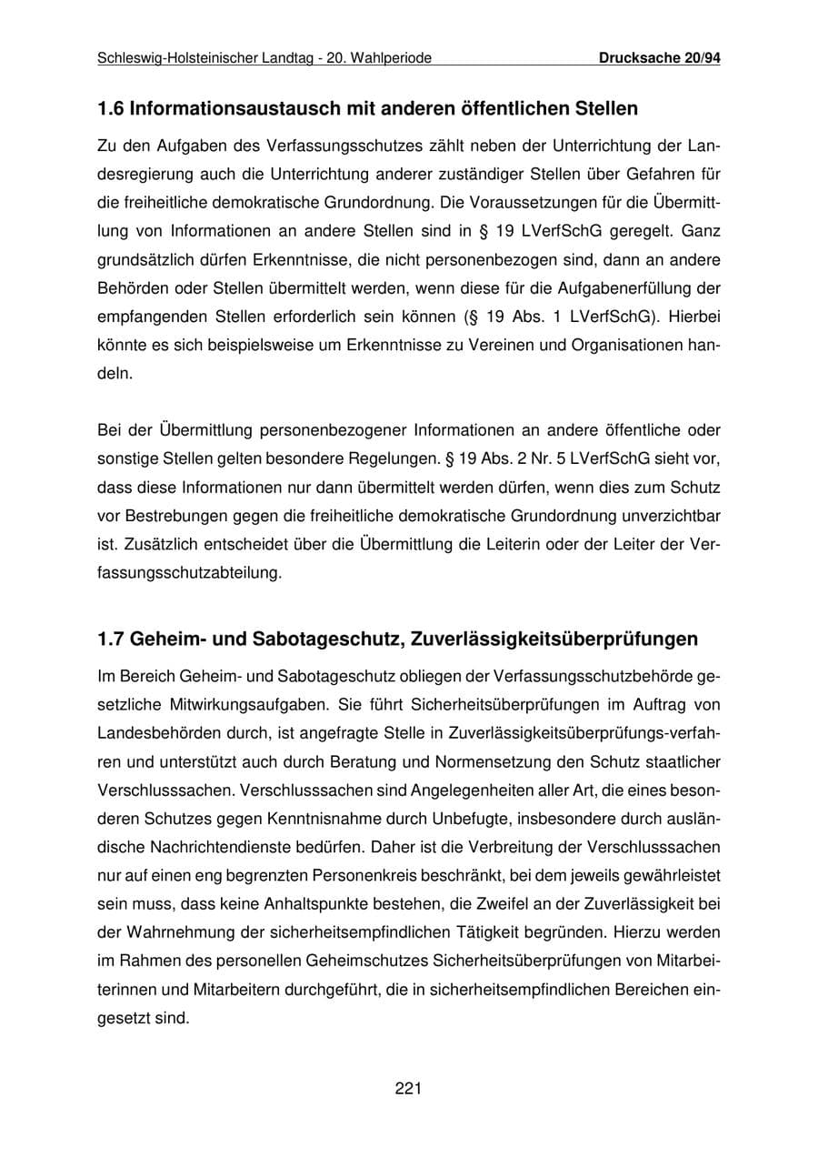 Seite 222 des Verfassungsschutzbericht 2021 Schleswig-Holstein