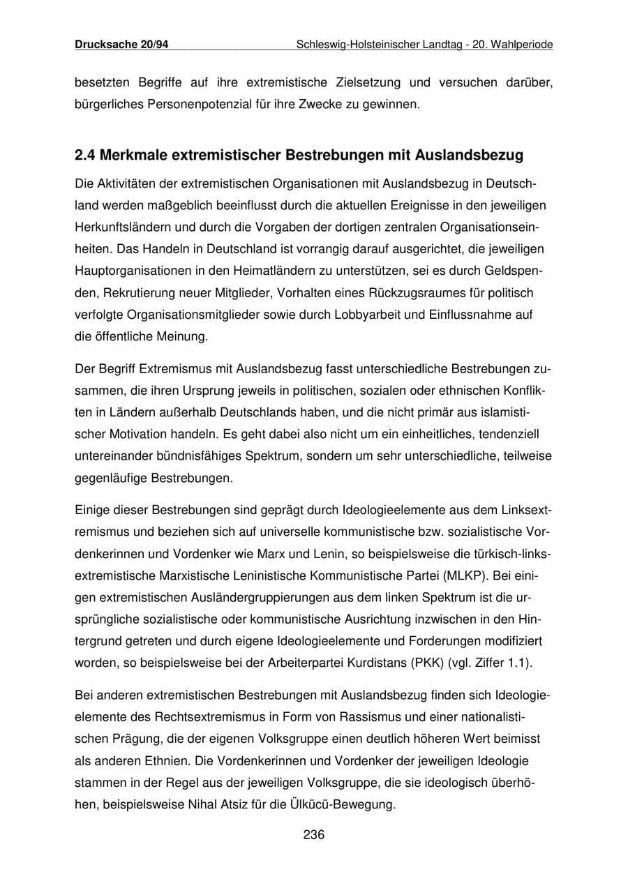 Seite 237 des Verfassungsschutzbericht 2021 Schleswig-Holstein