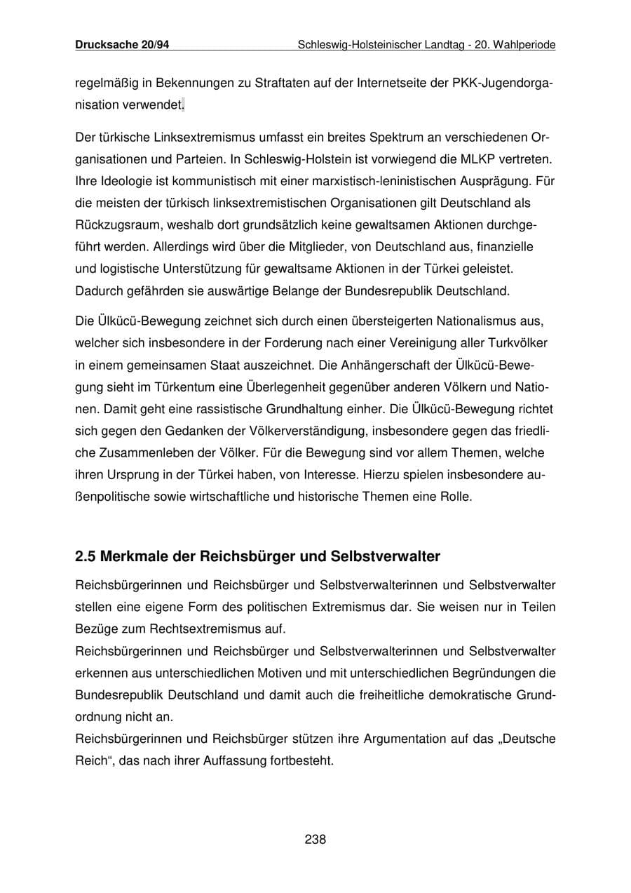 Seite 239 des Verfassungsschutzbericht 2021 Schleswig-Holstein