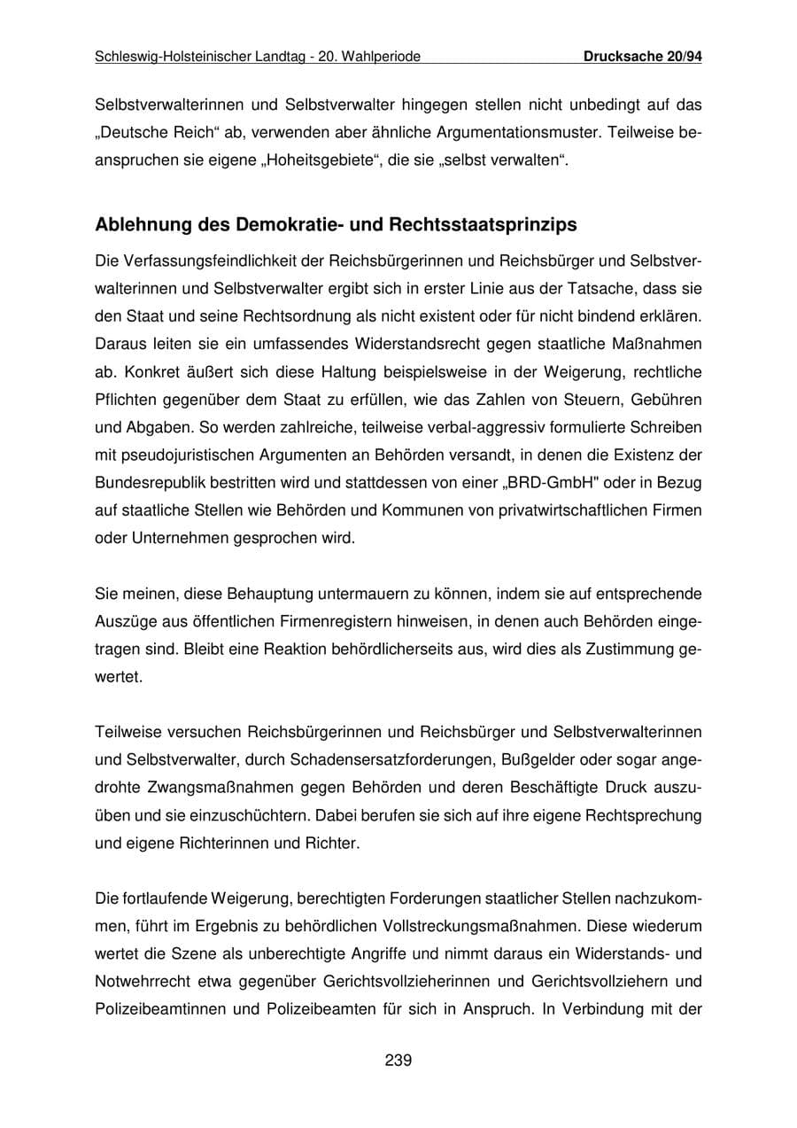 Seite 240 des Verfassungsschutzbericht 2021 Schleswig-Holstein