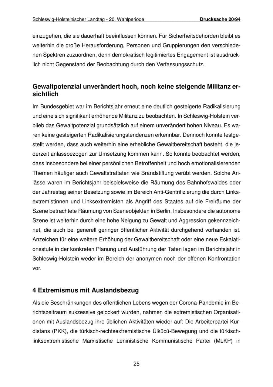 Seite 26 des Verfassungsschutzbericht 2021 Schleswig-Holstein
