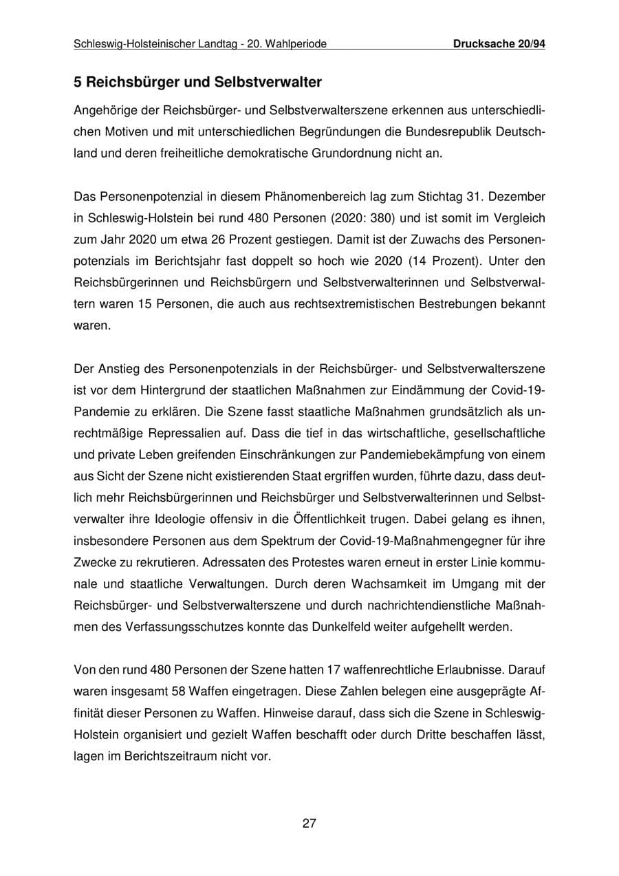 Seite 28 des Verfassungsschutzbericht 2021 Schleswig-Holstein