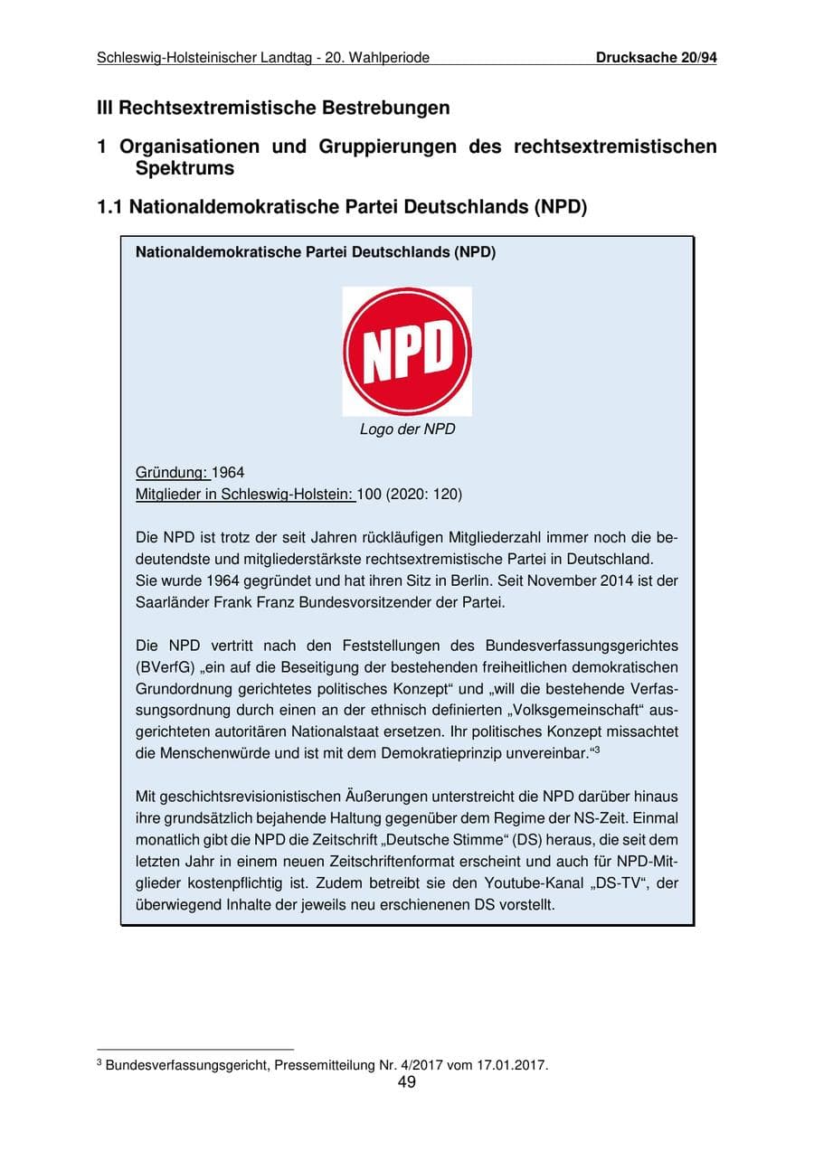 Seite 50 des Verfassungsschutzbericht 2021 Schleswig-Holstein