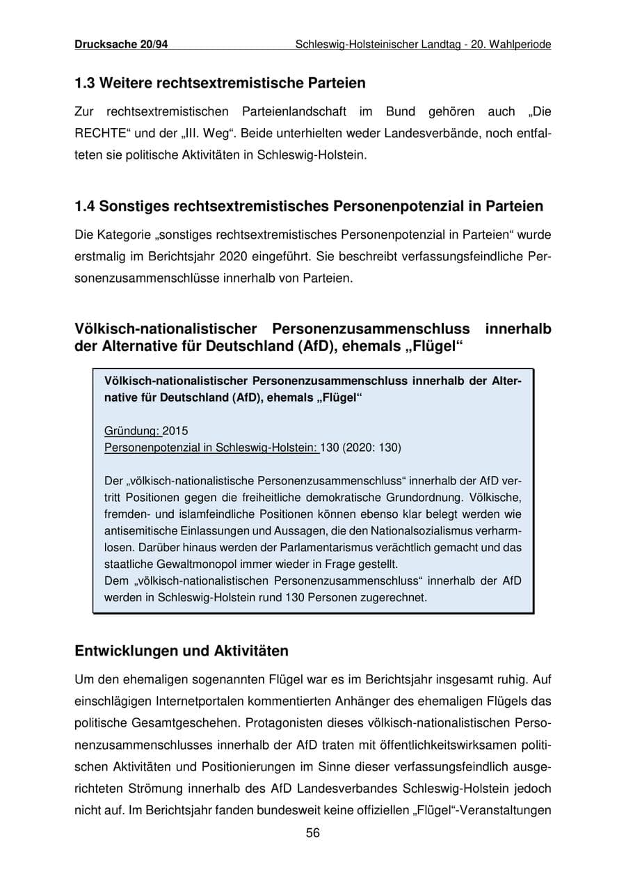 Seite 57 des Verfassungsschutzbericht 2021 Schleswig-Holstein