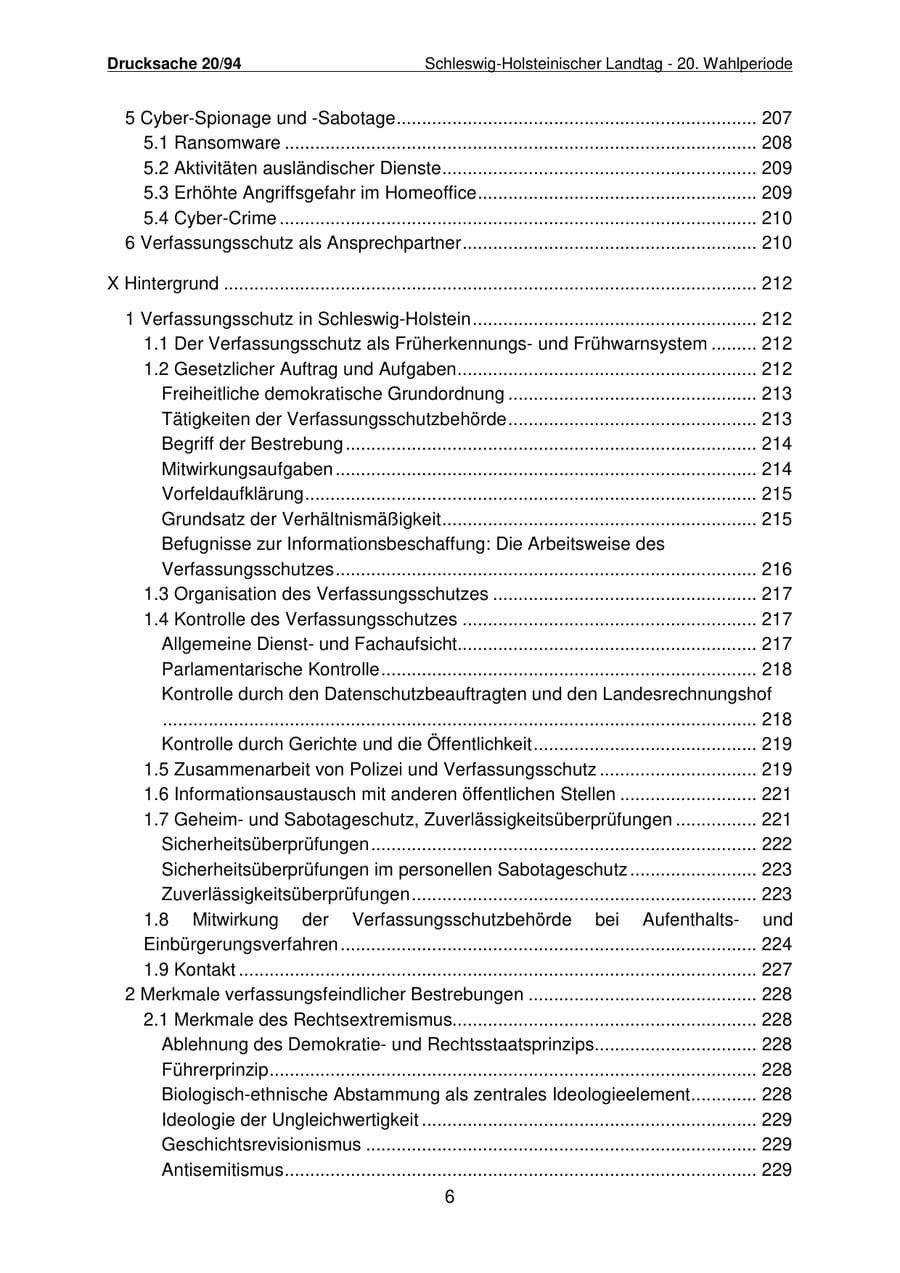Seite 7 des Verfassungsschutzbericht 2021 Schleswig-Holstein