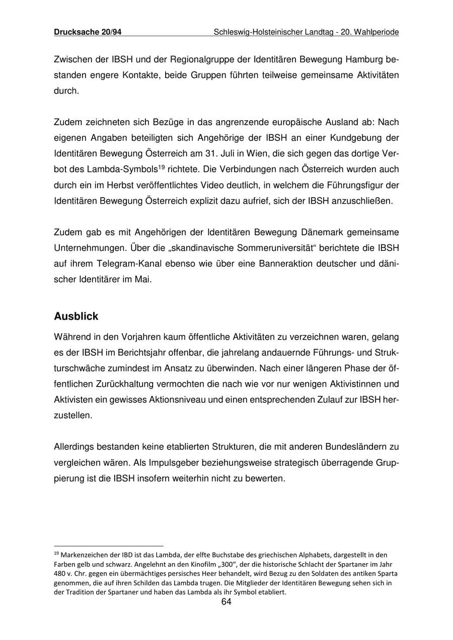 Seite 65 des Verfassungsschutzbericht 2021 Schleswig-Holstein