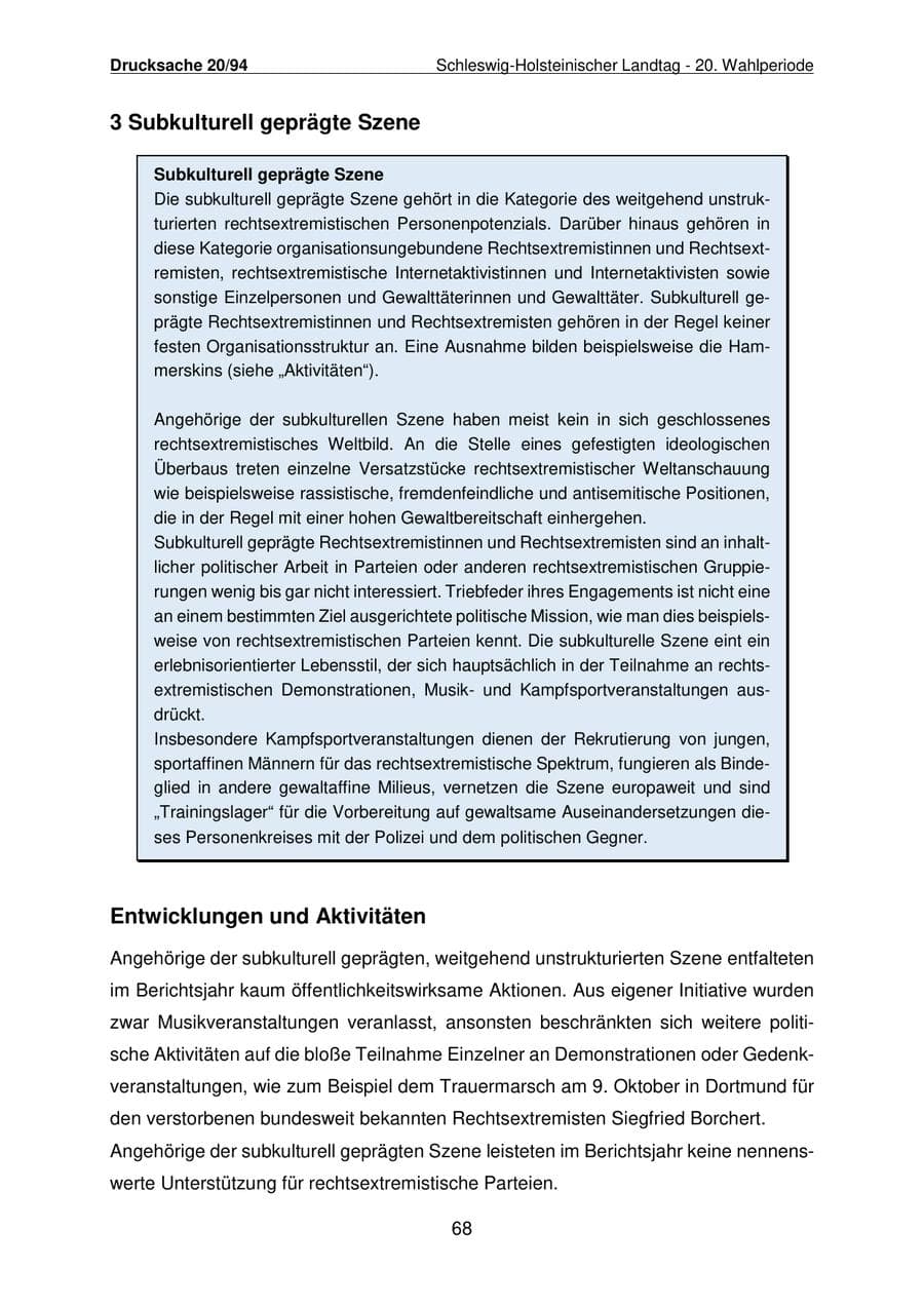 Seite 69 des Verfassungsschutzbericht 2021 Schleswig-Holstein