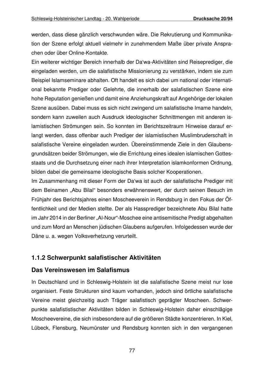 Seite 78 des Verfassungsschutzbericht 2021 Schleswig-Holstein