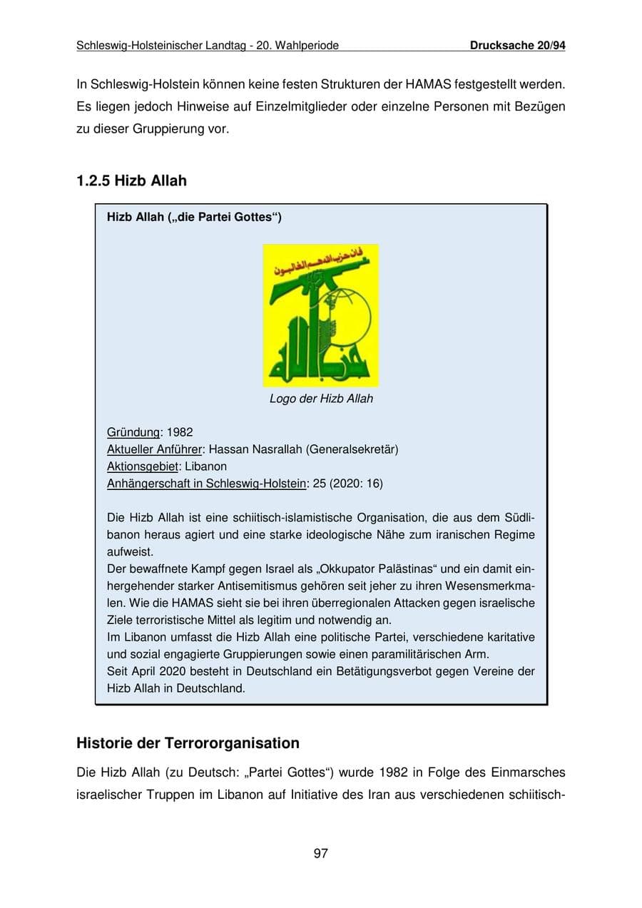 Seite 98 des Verfassungsschutzbericht 2021 Schleswig-Holstein