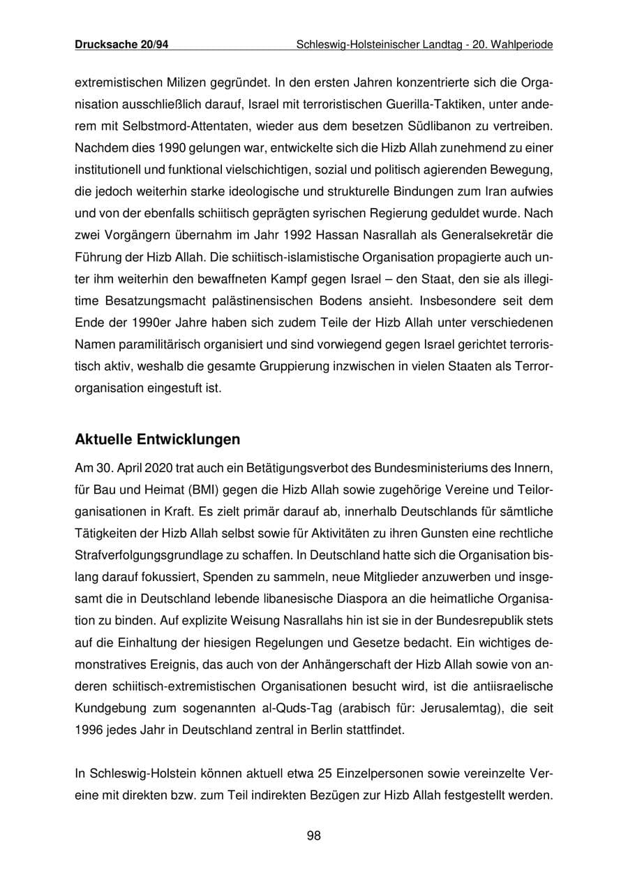Seite 99 des Verfassungsschutzbericht 2021 Schleswig-Holstein
