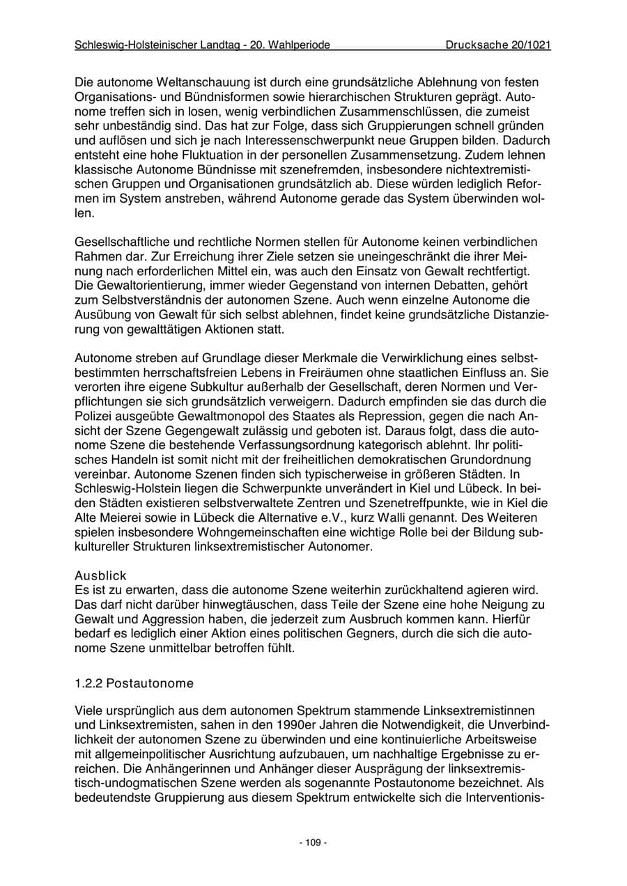 Seite 111 des Verfassungsschutzbericht 2022 Schleswig-Holstein