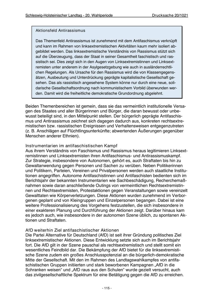 Seite 117 des Verfassungsschutzbericht 2022 Schleswig-Holstein