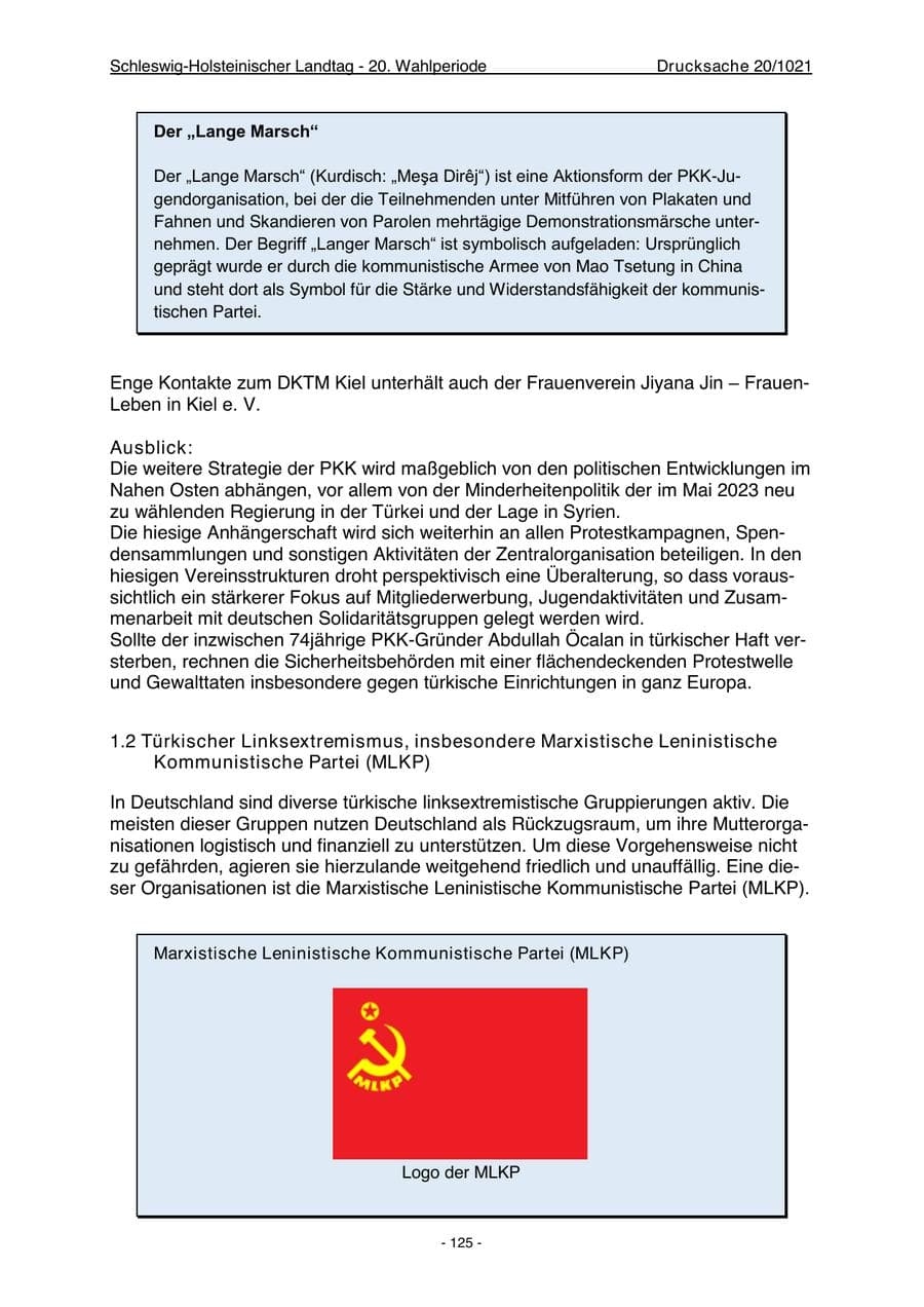 Seite 127 des Verfassungsschutzbericht 2022 Schleswig-Holstein