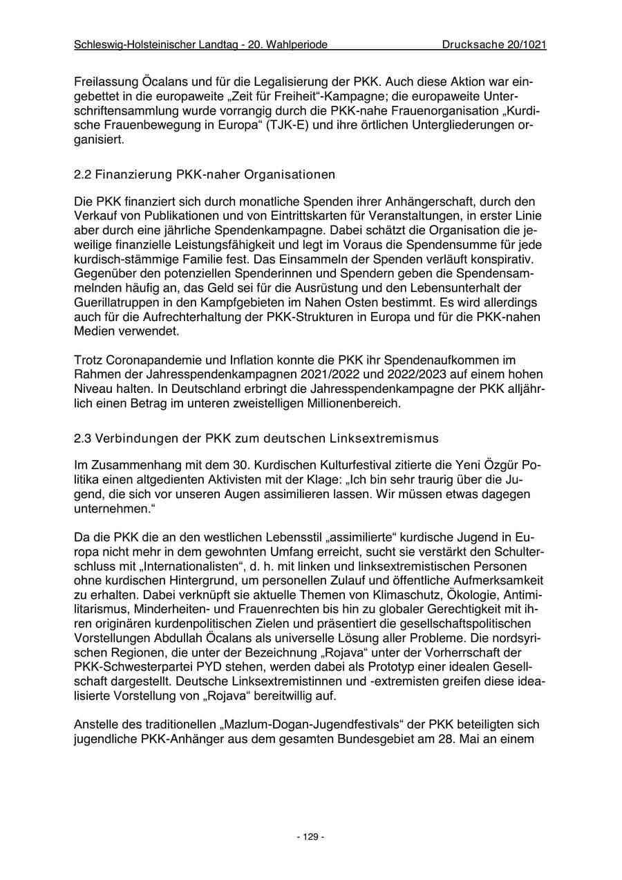 Seite 131 des Verfassungsschutzbericht 2022 Schleswig-Holstein