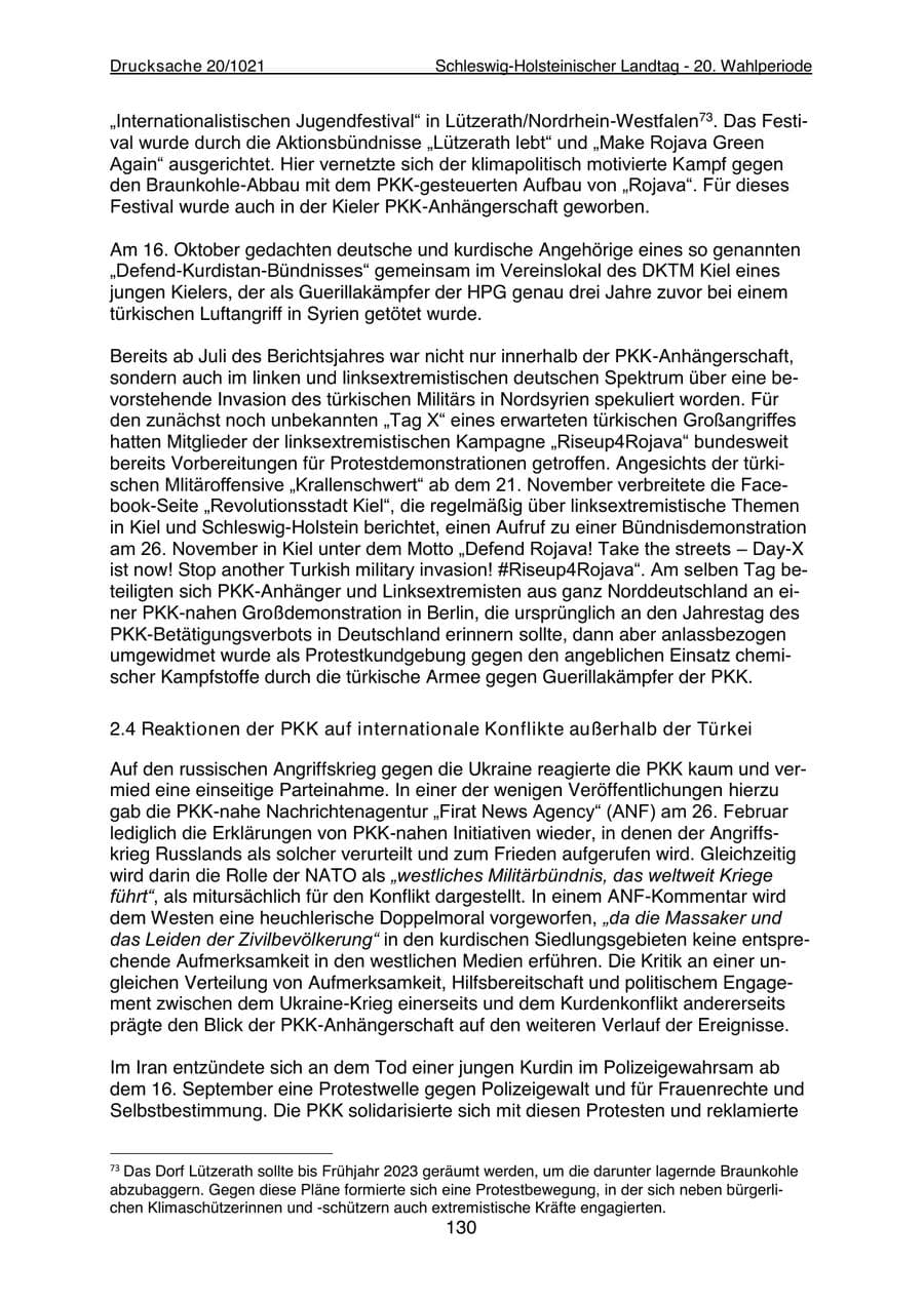 Seite 132 des Verfassungsschutzbericht 2022 Schleswig-Holstein