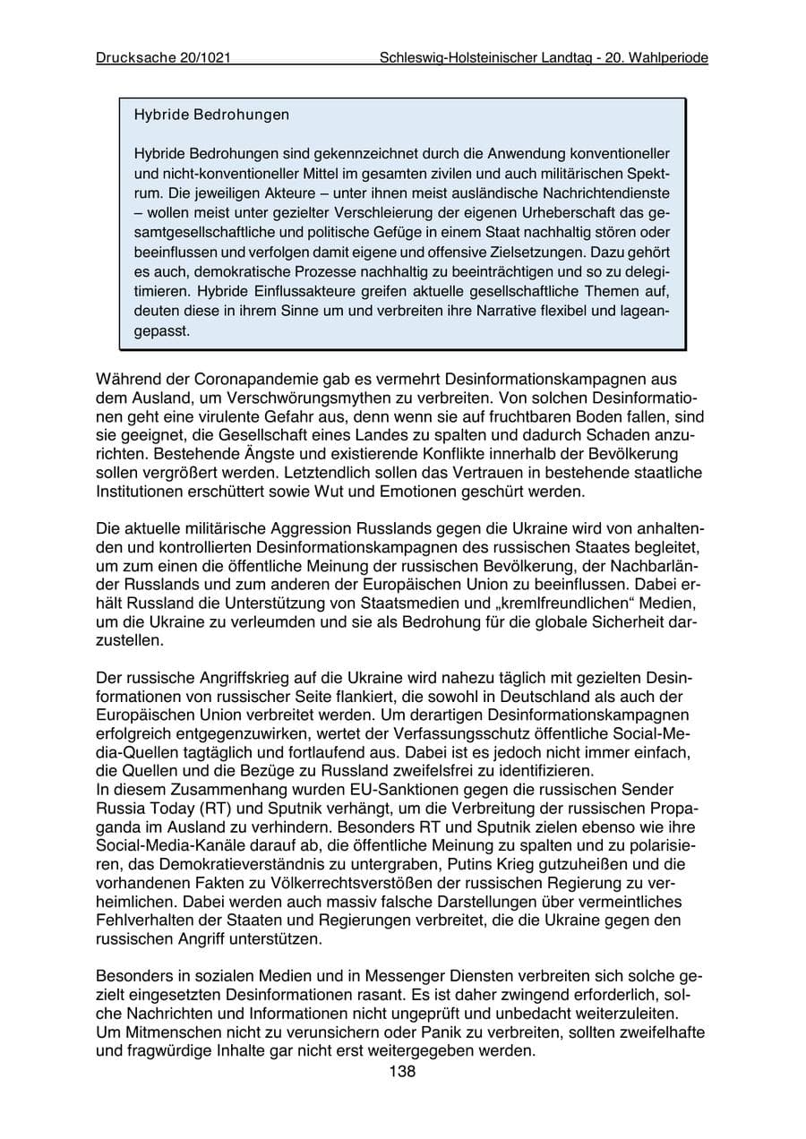 Seite 140 des Verfassungsschutzbericht 2022 Schleswig-Holstein