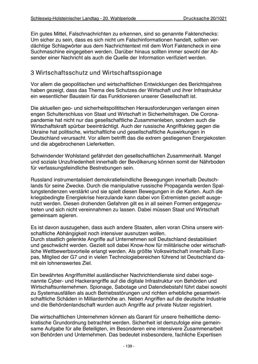 Seite 141 des Verfassungsschutzbericht 2022 Schleswig-Holstein
