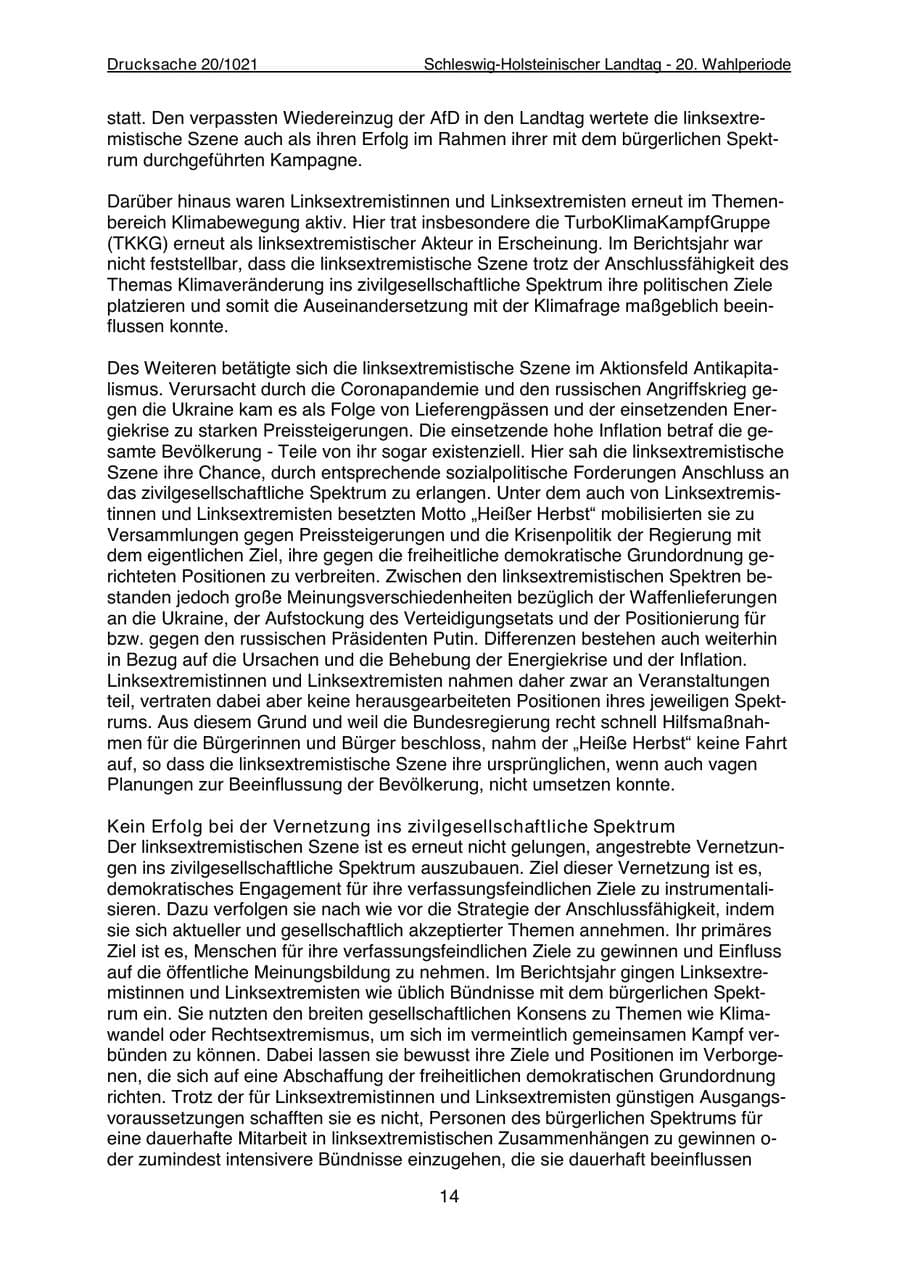 Seite 16 des Verfassungsschutzbericht 2022 Schleswig-Holstein
