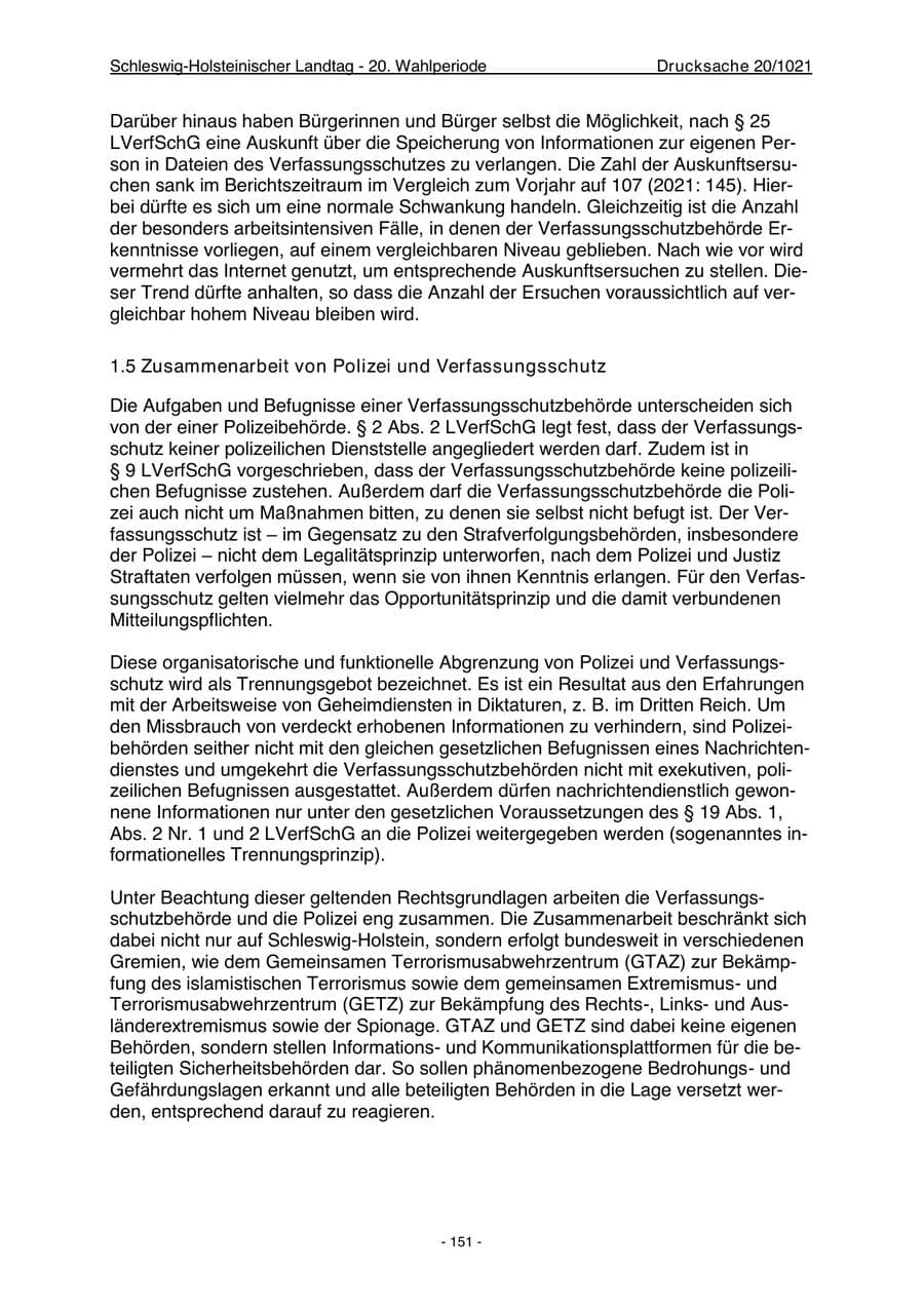 Seite 153 des Verfassungsschutzbericht 2022 Schleswig-Holstein
