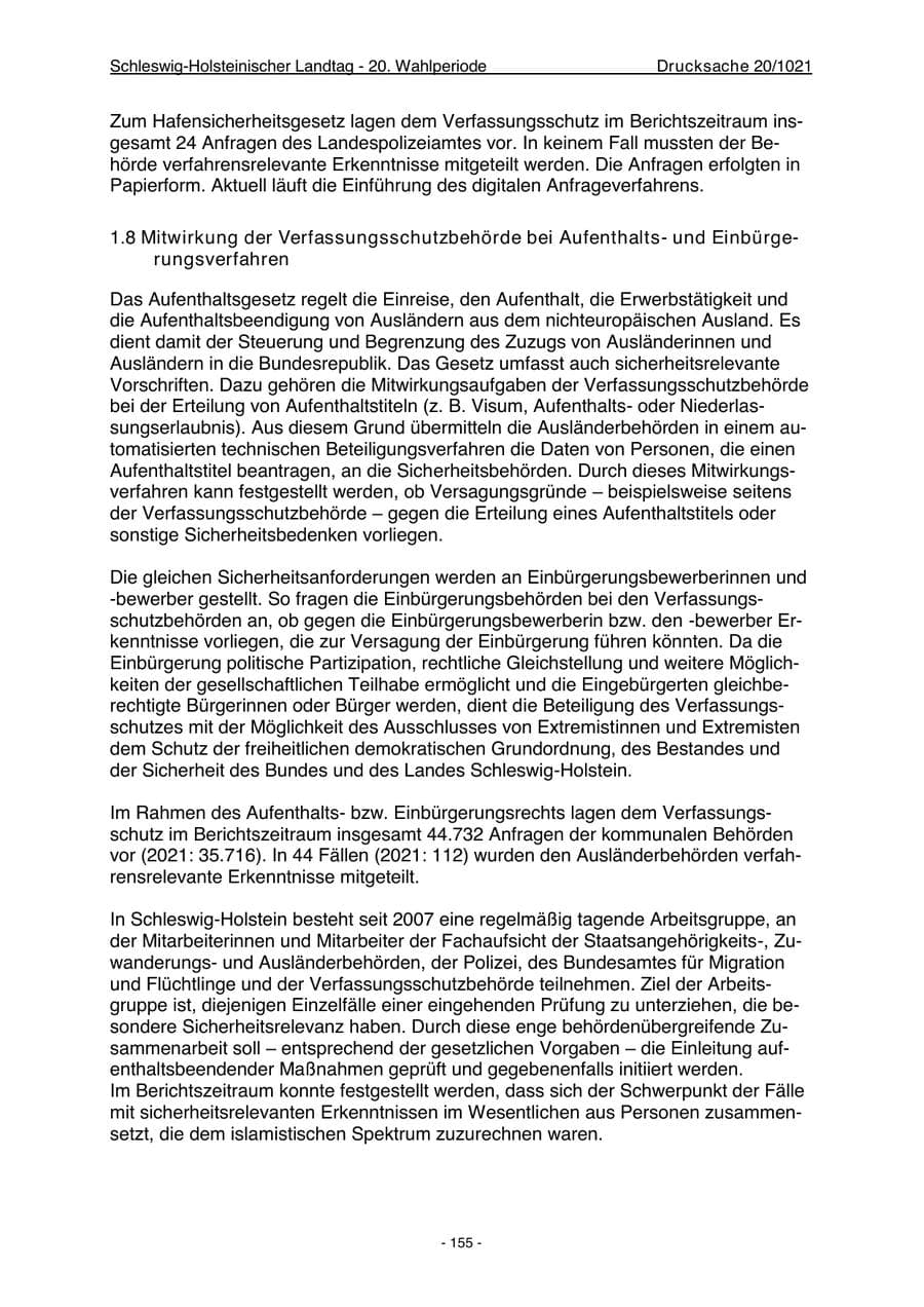 Seite 157 des Verfassungsschutzbericht 2022 Schleswig-Holstein