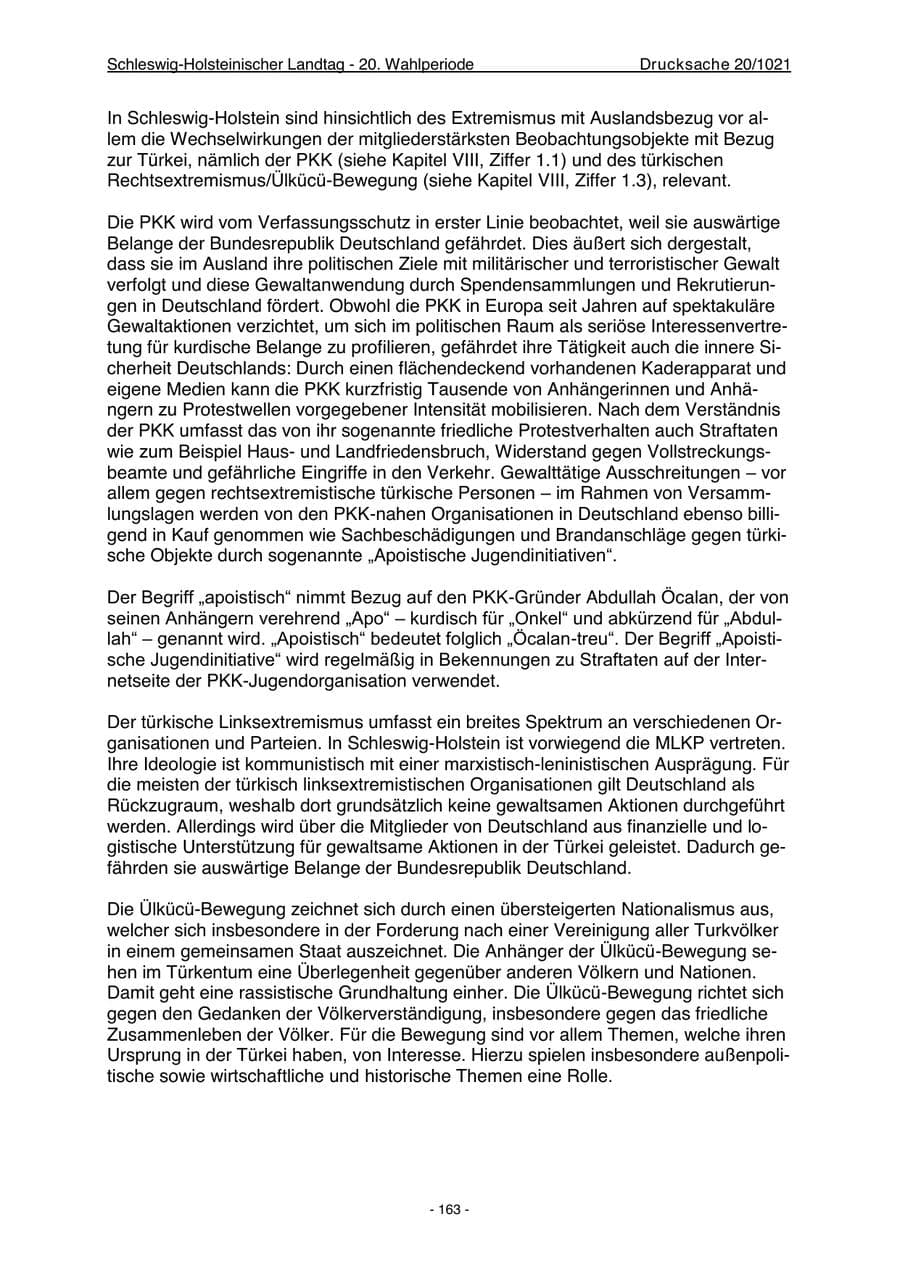Seite 165 des Verfassungsschutzbericht 2022 Schleswig-Holstein