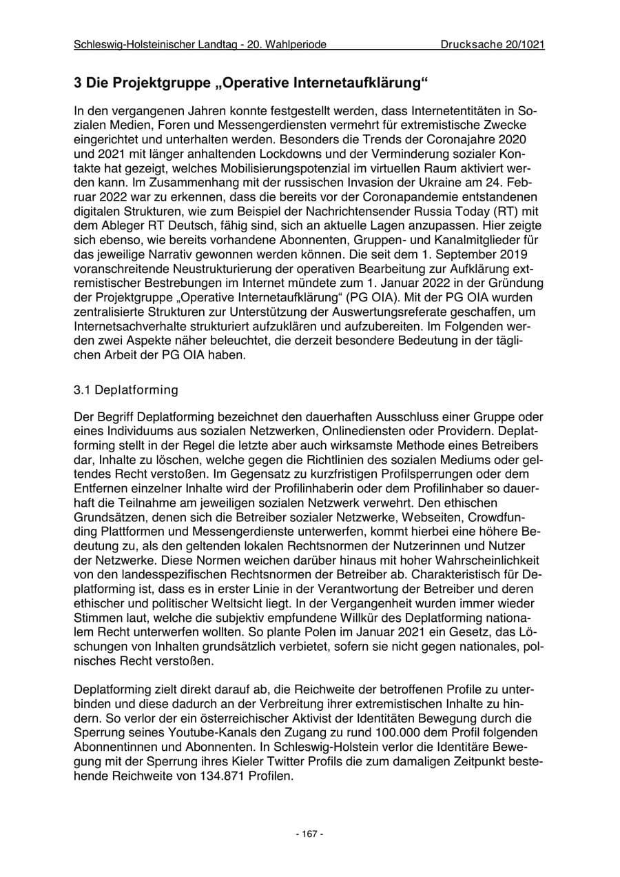 Seite 169 des Verfassungsschutzbericht 2022 Schleswig-Holstein
