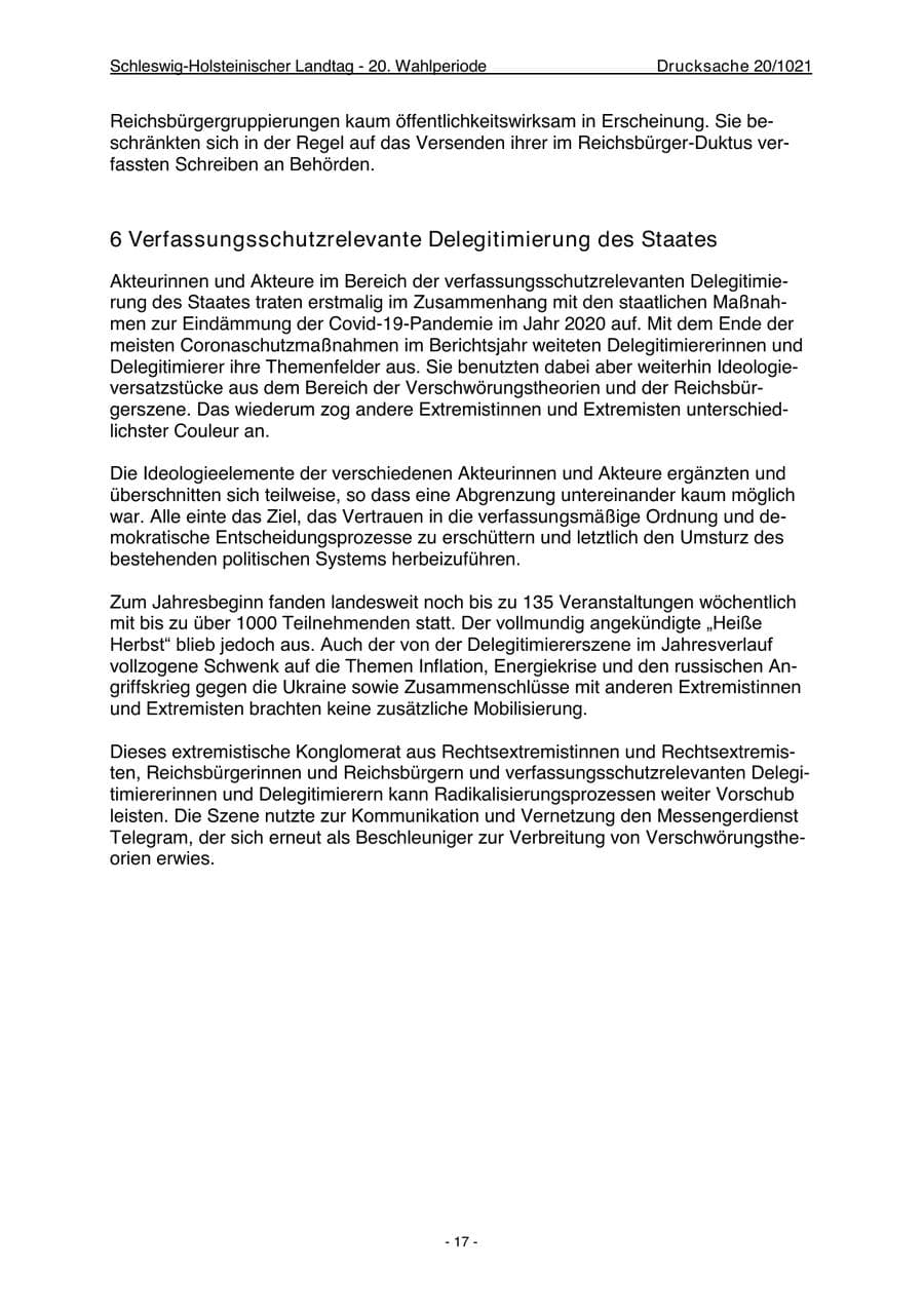 Seite 19 des Verfassungsschutzbericht 2022 Schleswig-Holstein