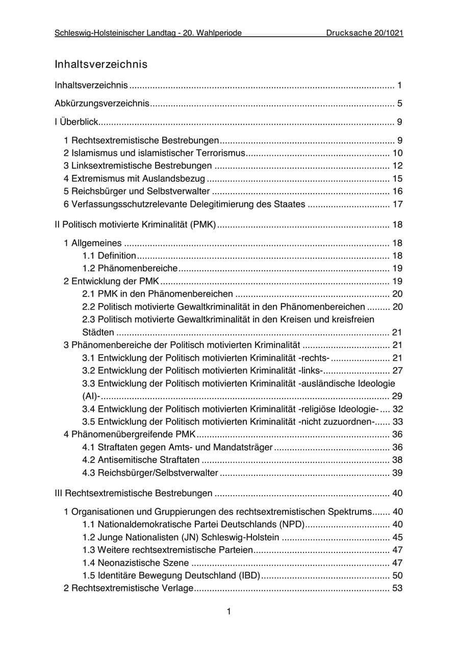 Seite 3 des Verfassungsschutzbericht 2022 Schleswig-Holstein