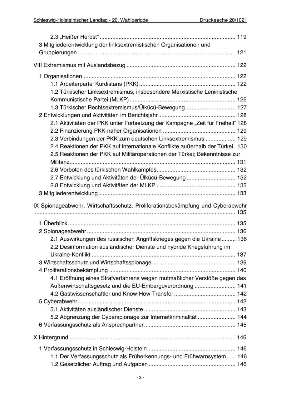 Seite 5 des Verfassungsschutzbericht 2022 Schleswig-Holstein