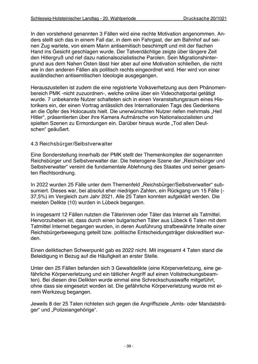 Seite 41 des Verfassungsschutzbericht 2022 Schleswig-Holstein