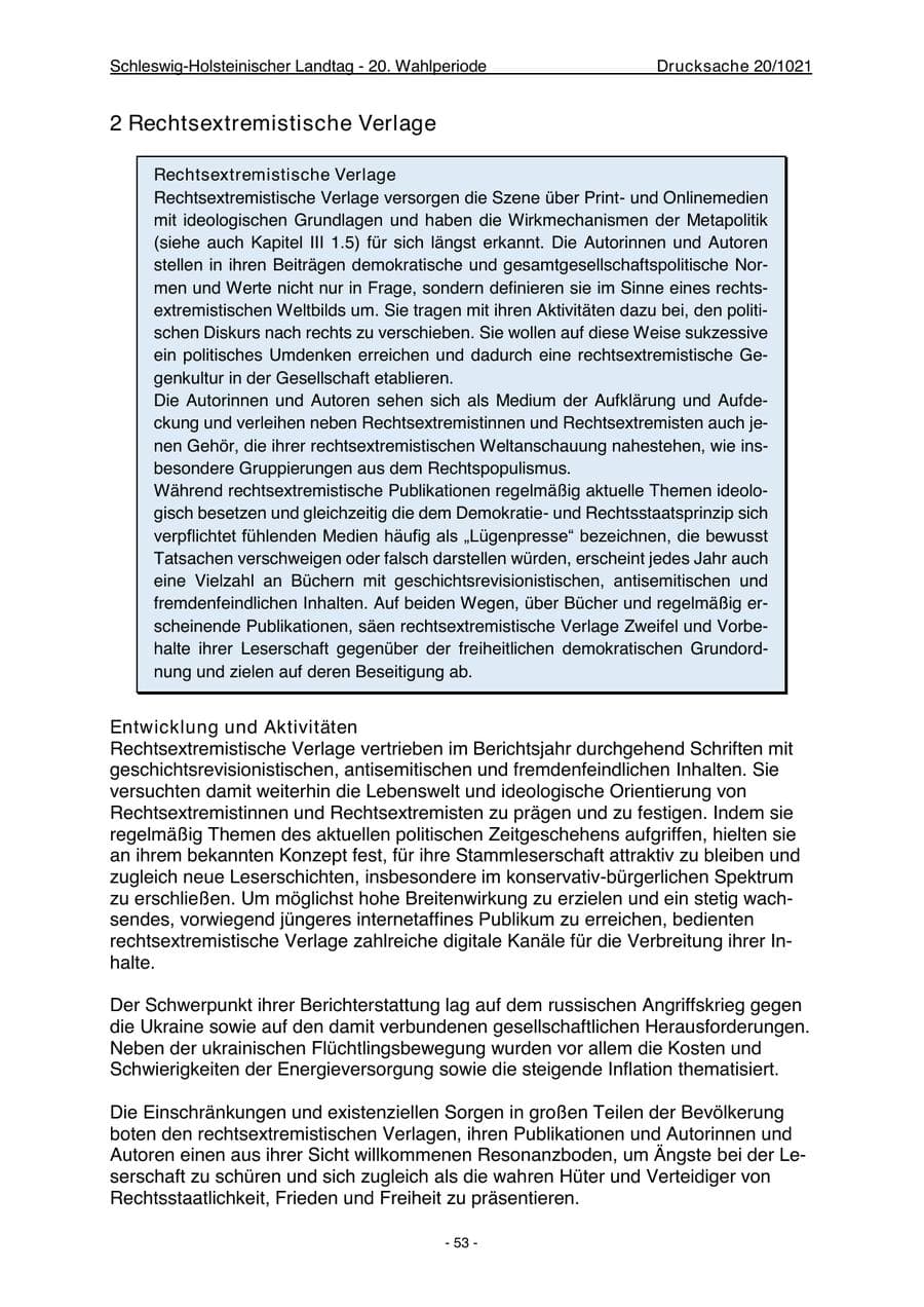 Seite 55 des Verfassungsschutzbericht 2022 Schleswig-Holstein