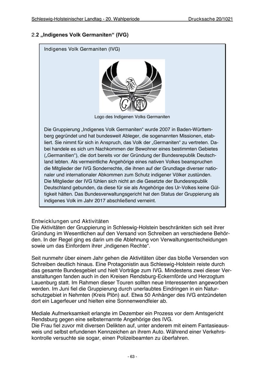 Seite 65 des Verfassungsschutzbericht 2022 Schleswig-Holstein