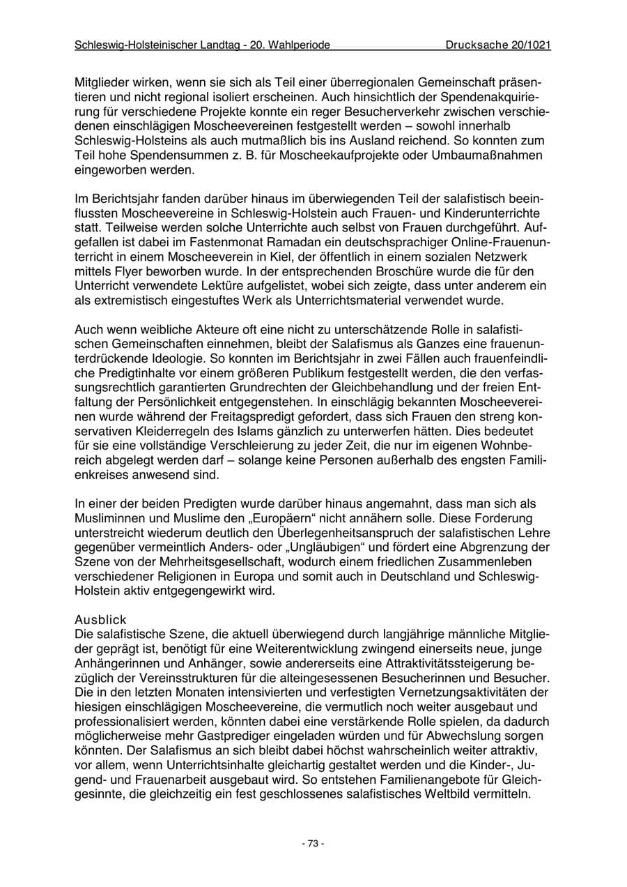 Seite 75 des Verfassungsschutzbericht 2022 Schleswig-Holstein