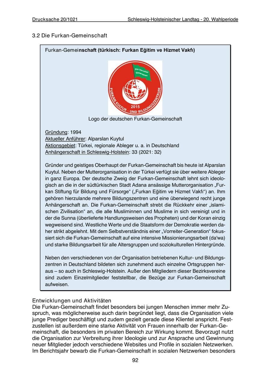 Seite 94 des Verfassungsschutzbericht 2022 Schleswig-Holstein