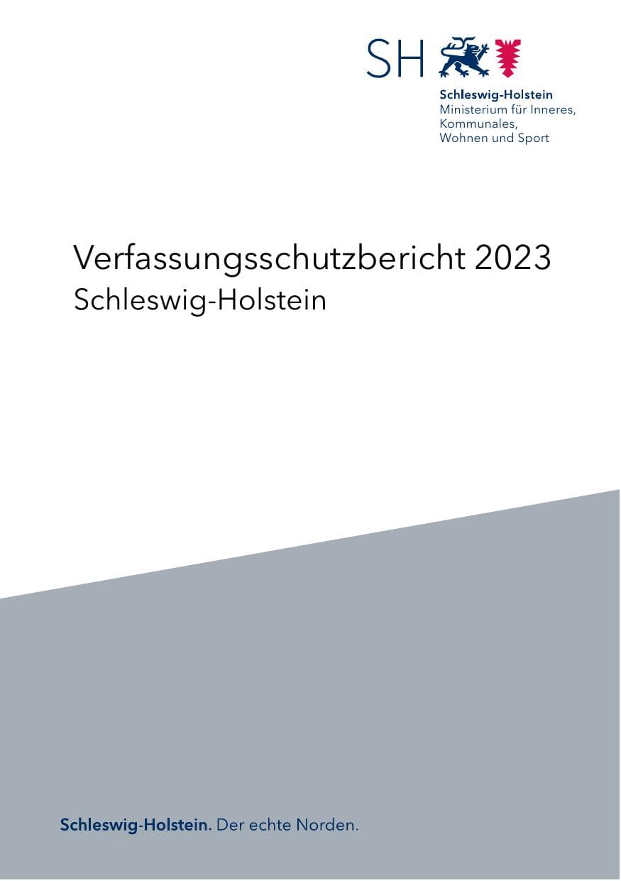 Seite 1 des Verfassungsschutzbericht 2023 Schleswig-Holstein