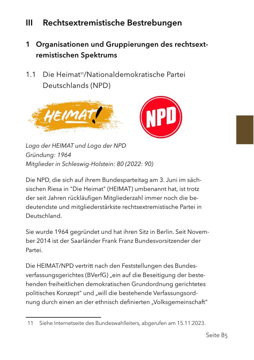 Seite 109 des Verfassungsschutzbericht 2023 Schleswig-Holstein