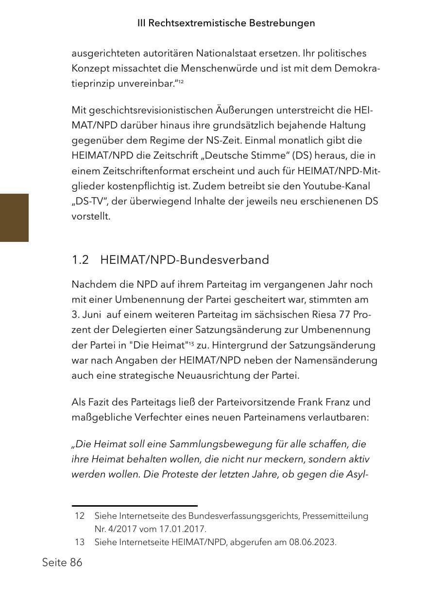 Seite 110 des Verfassungsschutzbericht 2023 Schleswig-Holstein