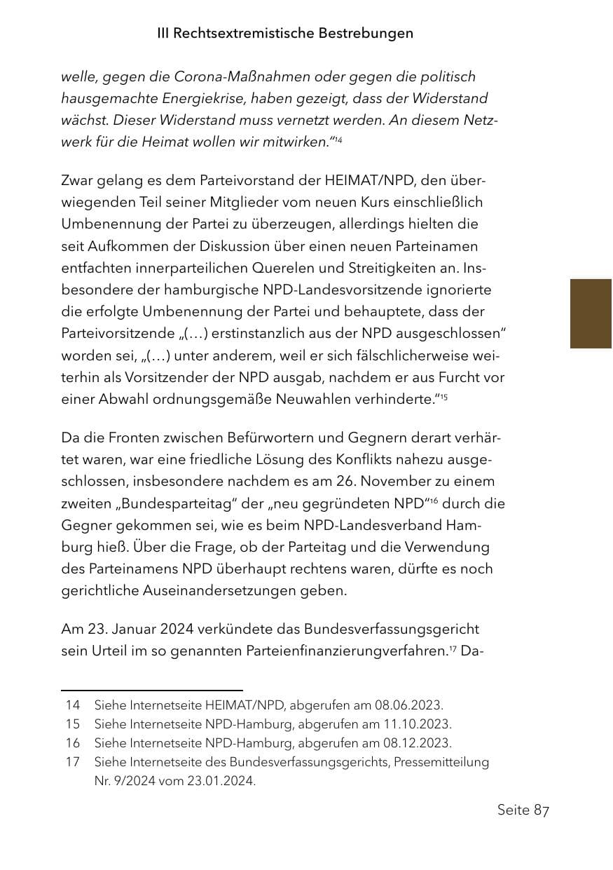 Seite 111 des Verfassungsschutzbericht 2023 Schleswig-Holstein