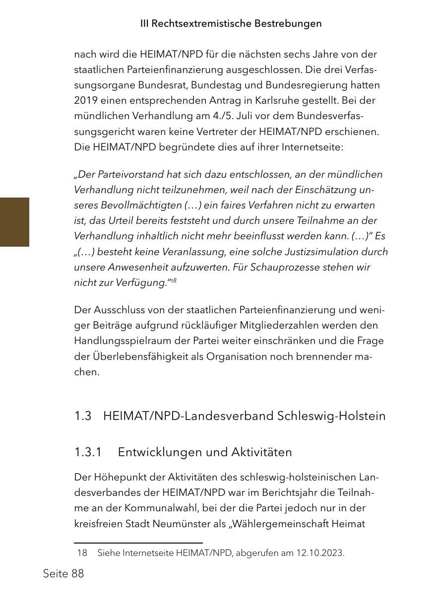 Seite 112 des Verfassungsschutzbericht 2023 Schleswig-Holstein