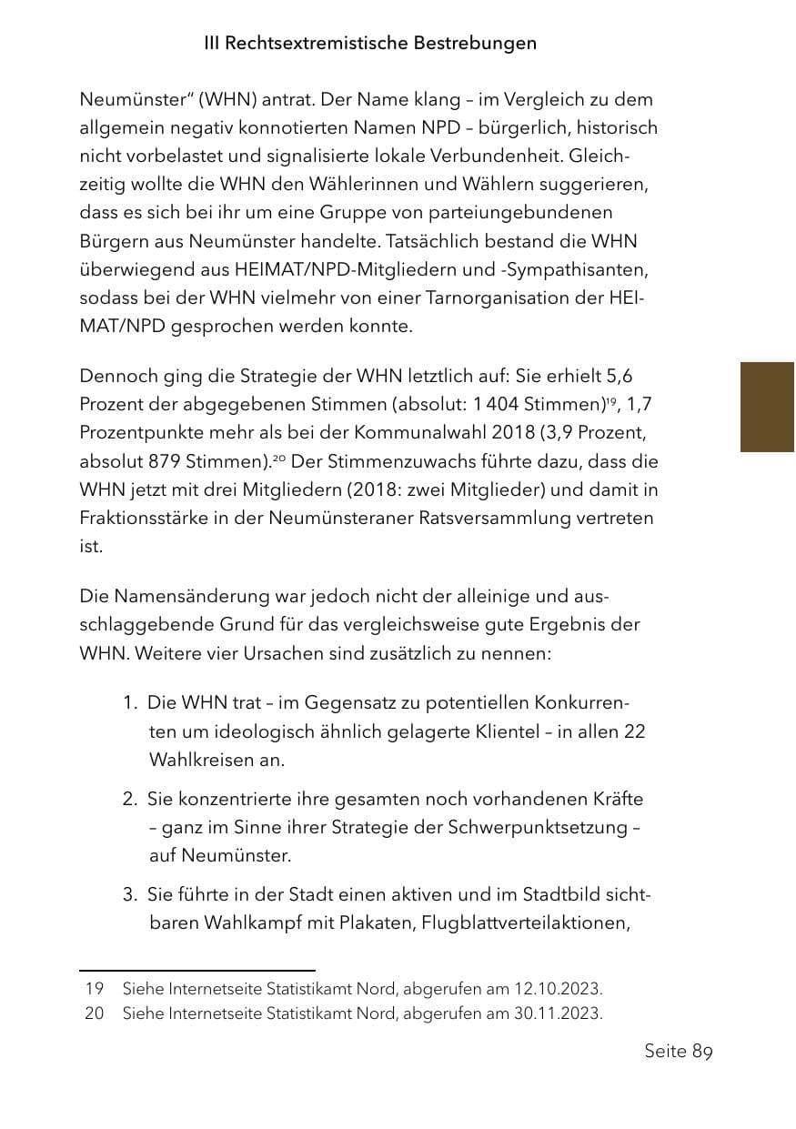 Seite 113 des Verfassungsschutzbericht 2023 Schleswig-Holstein