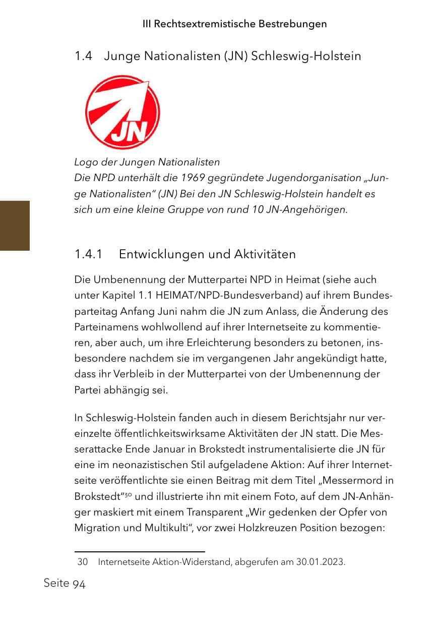Seite 118 des Verfassungsschutzbericht 2023 Schleswig-Holstein