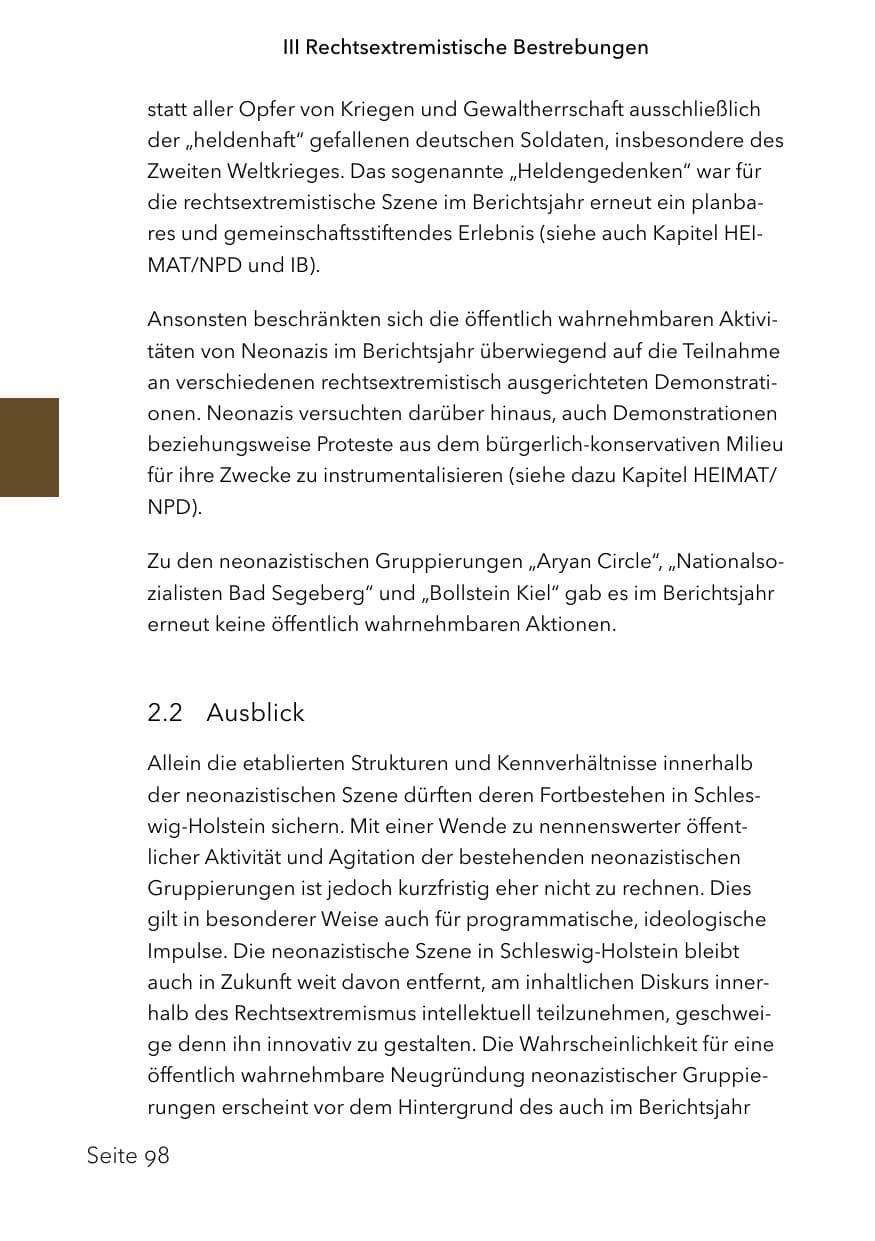 Seite 122 des Verfassungsschutzbericht 2023 Schleswig-Holstein