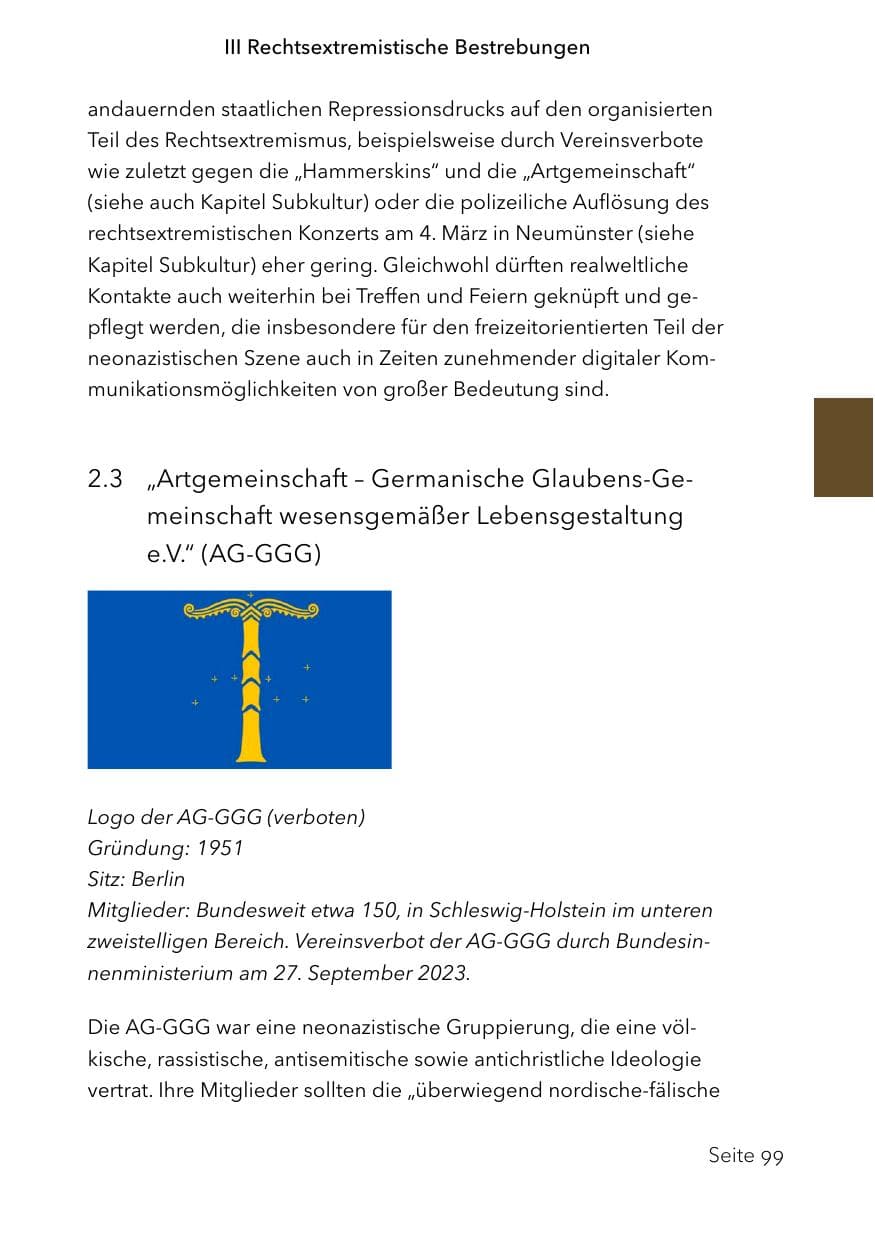 Seite 123 des Verfassungsschutzbericht 2023 Schleswig-Holstein