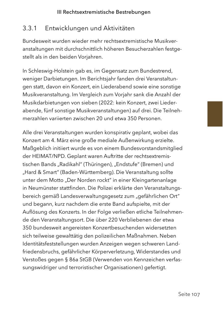 Seite 131 des Verfassungsschutzbericht 2023 Schleswig-Holstein