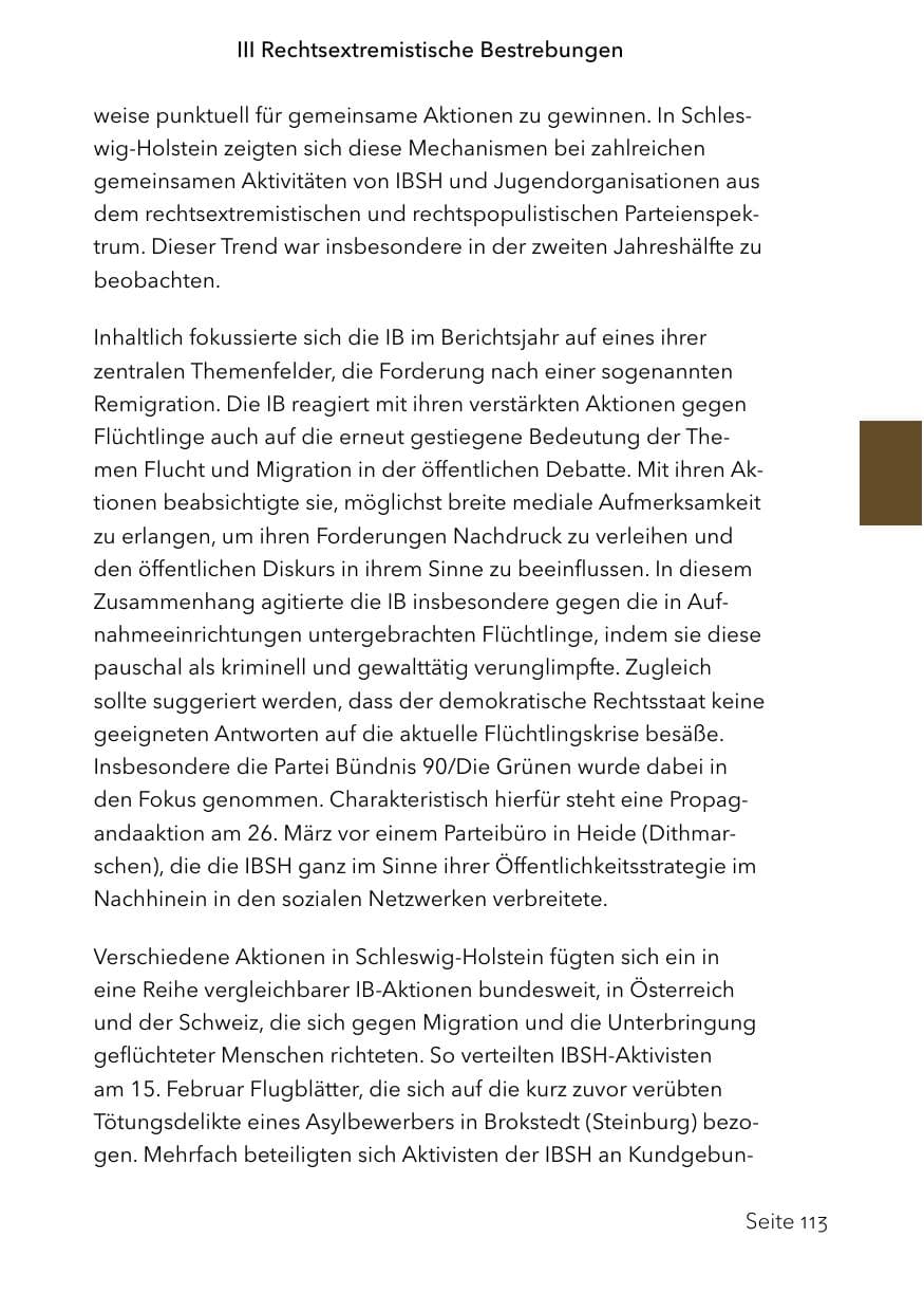 Seite 137 des Verfassungsschutzbericht 2023 Schleswig-Holstein